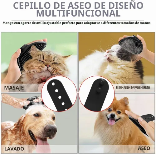 Vista 5 de Comotech 6 piezas: cepillo de baño para perros y cepillo de dientes para perros Cepillo de champú y estropajo con mango ajustable para perros