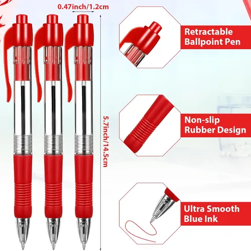 Vista 2 de Fainne Paquete de 200 Bolígrafos Retráctiles de Punta de Bola 1.0 mm Punta Media Recargables de Escritura Suave con Clic y Agarre para Trabajo Tinta