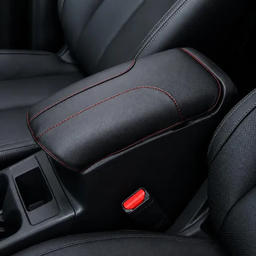 Vista 80 de Great-luck Funda de cuero para consola central, almohadilla para reposabrazos, accesorios de cubierta de caja (costuras rojas) para BMW X1 2023 2024