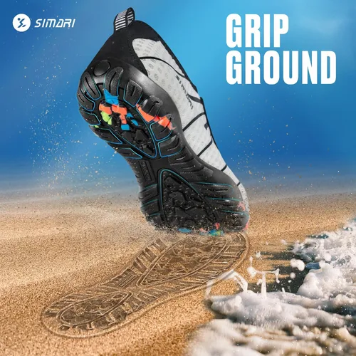 Vista 6 de Simari Zapatos de agua para mujer, hombre, natación, playa, piscina, deportes acuáticos, secado rápido, estilo descalzo, buceo, surf y caminar