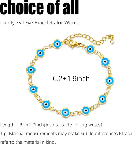 Vista 4 de Evil Eye Bracelets Blue Eye Ojo Hamsa Jewelry Dainty Gold Link Bracelets for Women Lucky Turkish Protection Trendy Birthday Jewelry Gifts