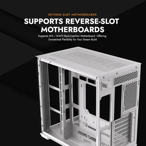 Vista 5 de darkFlash C280 E-ATX - Funda para juegos de PC de torre completa, 7 ventiladores ARGB incluidos, vidrio templado de 270°, compatible con placa base
