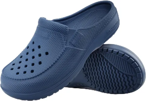 Vista 9 de Zuecos para hombre con soporte de arco, cómodos zuecos para hombres con plantilla acolchada, pantuflas ortopédicas unisex para fascitis plantar