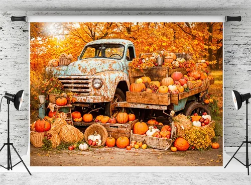Vista 25 de Kate Fondo de fotografía para el día de Acción de Gracias, otoño, calabaza, decoración del hogar, fondo para niños, fiesta, estudio (7 x 5 pies)
