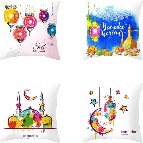 Vista 2 de Juego de 4 fundas de almohada decorativas cuadradas de acuarela para sofá, dormitorio, sala de estar, automóvil, 18 x 18 pulgadas