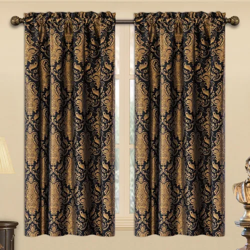 Vista 27 de Loom and Mill - Cortinas de lujo de jacquard para dormitorio, cortinas de damasco beige de 2 paneles con alzapaños, elegante cortina de ventana