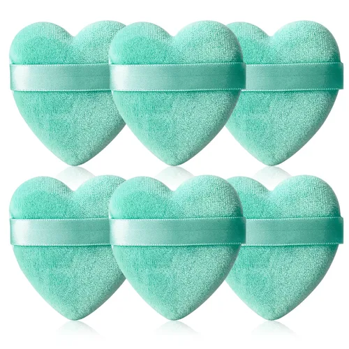 Vista 24 de 12 piezas de polvo en forma de corazón, soplo cosmético para cara, lavable, reutilizable, suave, esponja en polvo, esponja de maquillaje