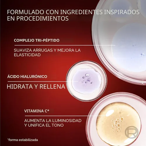 Vista 2 de L'Oreal Paris Revitalift Triple Power Suero Facial Desafiante de la Edad, Suero Anti Envejecimiento con 3 Beneficios en 1, Reduce las Arrugas