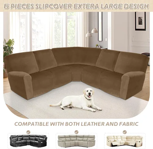 Vista 626 de Arfntevss Fundas de sofá seccional reclinable de terciopelo, Funda de sofá seccional de esquina para sofá reclinable, Funda elástica suave