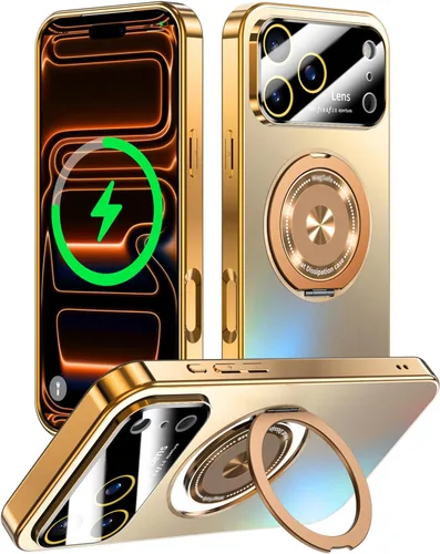 Vista 10 de Funda para iPhone 17 Pro Max con soporte magnético giratorio [cubierta de cámara integrada] [compatible con MagSafe] Funda delgada de protección a