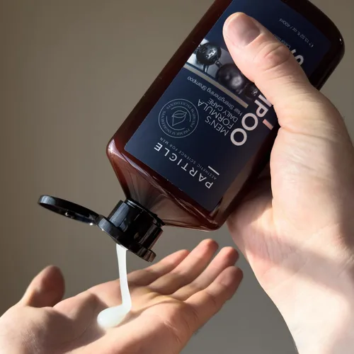 Vista 5 de Particle Champú para engrosar el cabello para hombres, champú para hombres, fórmula limpiadora hecha con biotina, capixyl, redensyl, ginseng