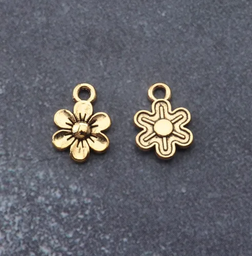 Vista 3 de Ruwado 50 dijes de flores pequeñas de metal, vintage, lindos colgantes de flores pequeñas vintage para hacer joyas, kit de pulseras, collares