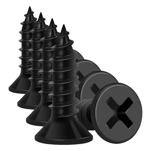 Vista 12 de Tornillos para madera de 1/2 pulgada, FIXLINK Tornillos para madera negros Phillips de cabeza plana premium 135 PCS, autorroscantes