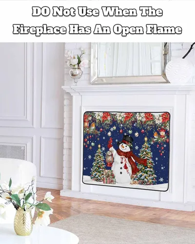 Vista 73 de Cubierta magnética azul para chimenea, detiene la pérdida de calor, pantalla de chimenea para interiores, bolas de gnomos de Navidad, árbol de copo