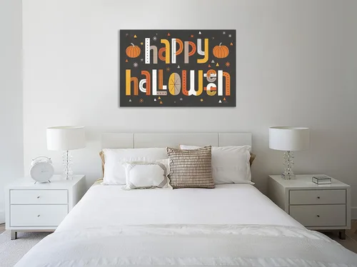 Vista 2 de Jaxson Rea "Retro Halloween I Black Gallery Wrapped Canvas by Laura Marshall, 15" x 10