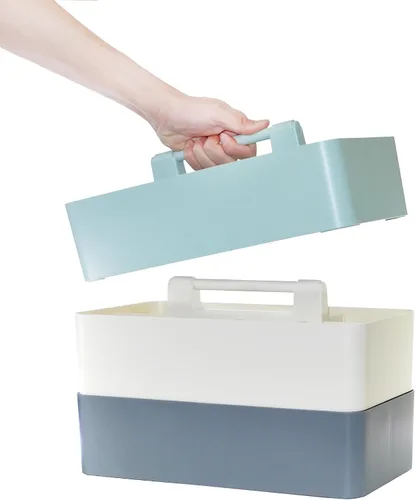 Vista 31 de Cesta grande portátil, divisores DIY, 8 compartimentos, organizador para suministros escolares, de oficina, para el hogar y negocios, cesta portátil