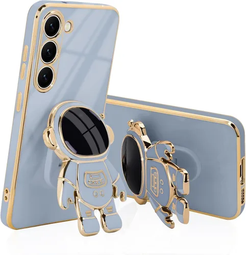 Vista 16 de Pepmune Compatible con Samsung Galaxy S22 5G Funda, Linda Funda de Astronauta 3D con Soporte Rectangular de Silicona Chapada con Protección Completa