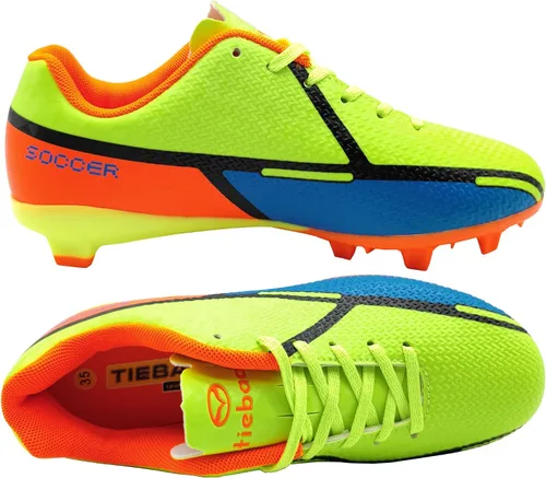 Vista 3 de tiebaoGanar Tacos de fútbol para niños y niñas, aretes largos para interiores y exteriores, TFAGFG, botas de fútbol para hombres y mujeres, zapatos