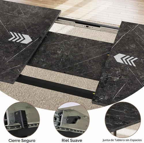 Vista 4 de HIPIHOM Mesa de comedor extensible para 6-8 personas, mesa gris oscuro