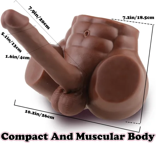 Vista 6 de Muñeca sexual masculina para mujeres con consolador enorme de 7.7 pulgadas, muñeca sexual de torso para adultos para masturbación femenina, juguete