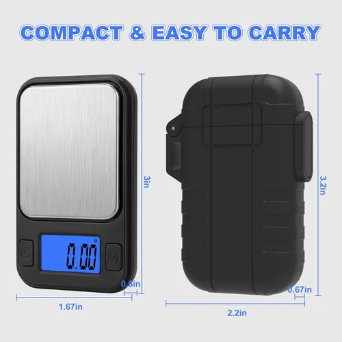 Vista 2 de Diyife Báscula de miligramo, báscula de bolsillo de alta precisión de 7.05 oz/0.0004 oz, 8 unidades con estuche de almacenamiento, báscula digital