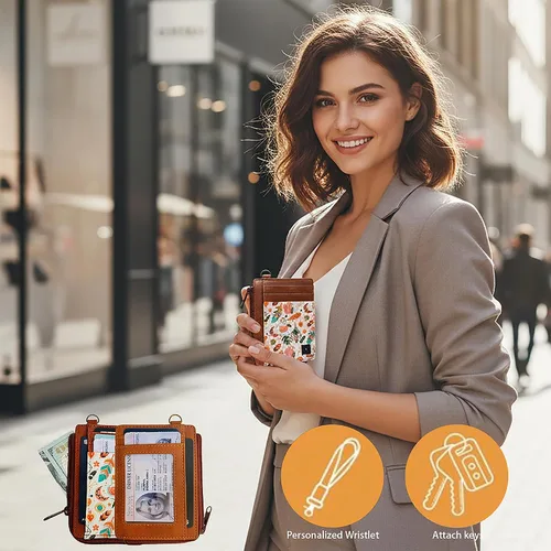 Vista 7 de Cartera delgada con bloqueo RFID para tarjetas de crédito, bolsillo bohemia1
