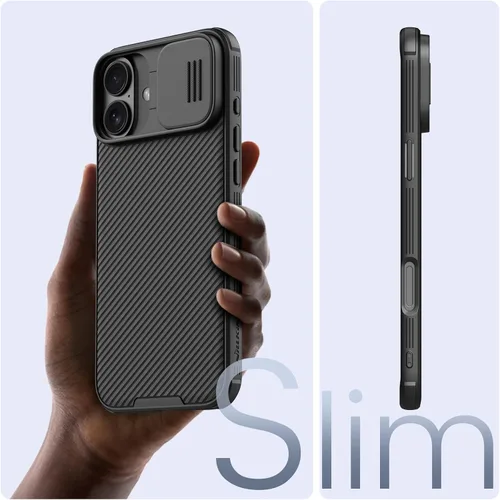 Vista 5 de Nillkin - Funda magnética para iPhone 16, protección mejorada deslizante para la cámara, compatible con Magsafe, funda protectora delgada y a prueba