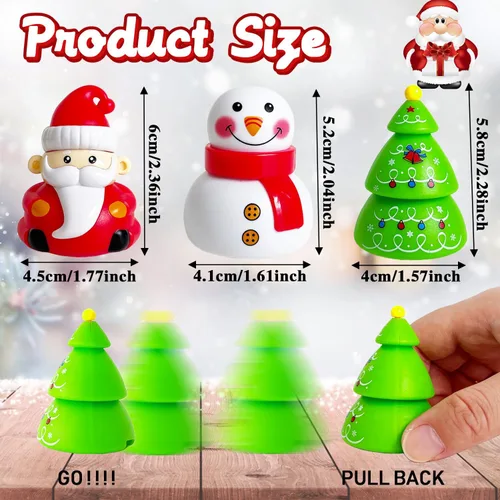 Vista 2 de Baaxxango 30 piezas de juguetes de Navidad para tirar hacia atrás, mini autos, regalos de fiesta para premios de aula, rellenos de piñata