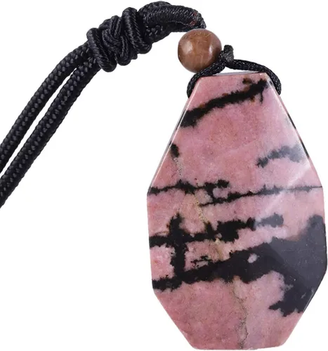 Vista 2 de TUMBEELLUWA Collar con colgante de cristal curativo con 6 facetas para hombre y mujer, piedra de cristal natural curativa con cadena ajustable