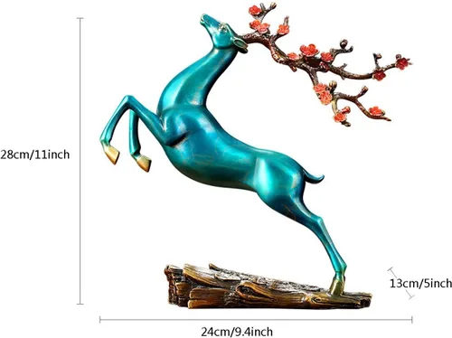 Vista 2 de Chinese feng shui statue sculpture Pure Copper Crafts Deer Statue Copper Deer Decoration Home Living Room Wine Cabinet Deer Ornament Housewarming