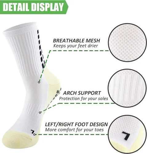 Vista 2 de Bevigorio Grip - Calcetines de fútbol para hombre, acolchados y antideslizantes, calcetines de fútbol con empuñaduras para hombres atléticos