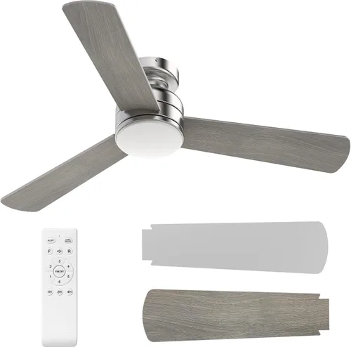 Vista 10 de Ventiladores de techo con luces, ventilador de techo moderno de perfil bajo de 42 pulgadas con luz y control remoto, 3CCT, motor CC reversible de 6