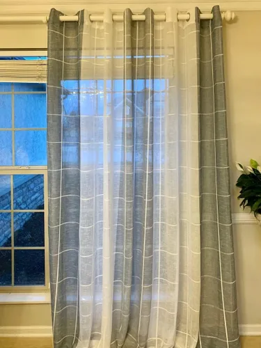 Vista 20 de Ikiriska Cortina de lino transparente extra larga (1 panel) hecha a medida de 12 13 14 15 16 17 18 20 24 pies 2 pisos gris, beige, blanco, crema