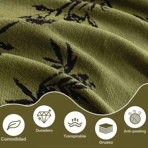 Vista 2 de HANDONTIME Funda para Sofá para Perros Lavable con Diseño Floral de Pájaros Fundas para Sofás y Sofás Fundas Verdes para Sofá con Flor Jacquard Za