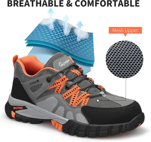 Vista 6 de GLANOUDUN Steel Toe Shoes for Men Outdoor Men's Work Sneakers Comfort Safety Toe Working Shoes for Men Indestructible Industrial Construction Shoes