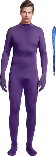 Vista 12 de Overol completo Full Bodysuit con ayudante de cremallera, unisex, para adultos, sin capucha, de Spandex elástico, traje Zentai de cuerpo entero Negro