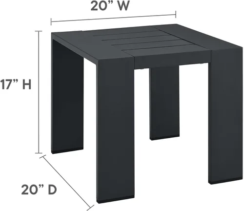 Vista 3 de Modway Tahoe - Mesa auxiliar de aluminio con recubrimiento de polvo para patio al aire libre, color gris