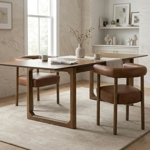 Vista 10 de HNY Mesa de comedor de madera extensible para mesas de cocina rectangulares modernas de 4 a 8 pulgadas, 71 pulgadas con base de madera, mesa de Negro