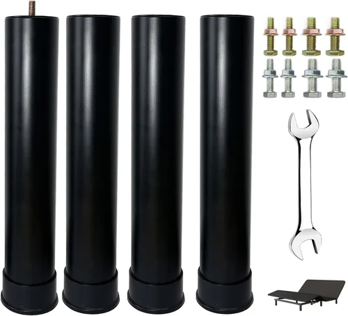 Vista 17 de Base de cama ajustable de metal de 2 a 3.5 pulgadas, reemplazo de patas de patas de alta resistencia, altura extra, compatible con el 93%