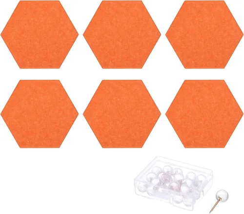 Vista 6 de Tablón de anuncios de fieltro a prueba de sonido, paneles de pared hexagonales autoadhesivos (con pasadores de empuje)