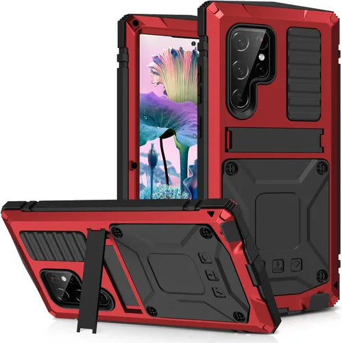 Vista 11 de Funda de metal para Samsung S23 de aluminio de grado militar, funda resistente con soporte de metal protector de pantalla a prueba de caídas, a
