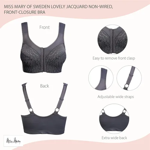 Vista 5 de Miss Mary Of Sweden Bonito brasier jacquard con cierre frontal sin alambre para mujer