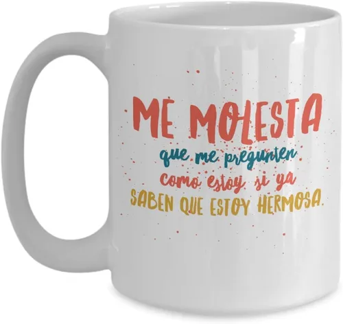 Vista 4 de Taza de Café Me Molesta Vaso, taza de divertidas, tazas personalizadas, taza de café inspiradoras, taza con mensajes positivos. Blanco