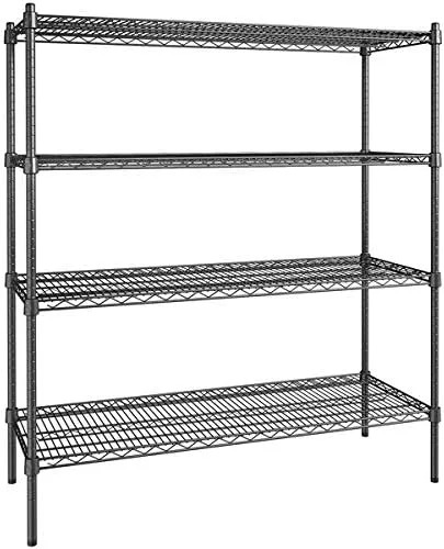 Vista 238 de Kit de 4 estantes de epoxi verde NSF de 21 x 72 pulgadas con postes de 86 pulgadas, estantería de almacenamiento resistente, kit de estantería