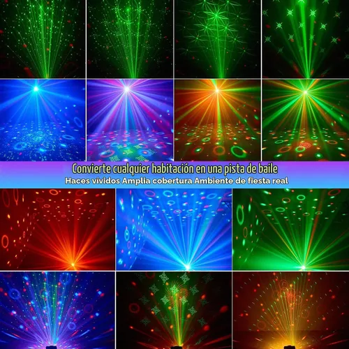 Vista 3 de Luces de fiesta de bola de discoteca 3 en 1, luz estroboscópica de DJ activada por sonido con 60 patrones, proyector LED alimentado por USB