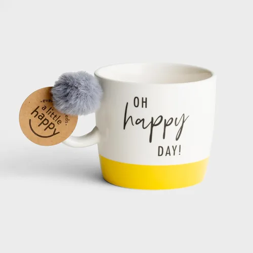 Vista 3 de DaySpring - Oh Happy Day - Taza de cerámica inspiradora, 16 onzas, color blanco (J6087)