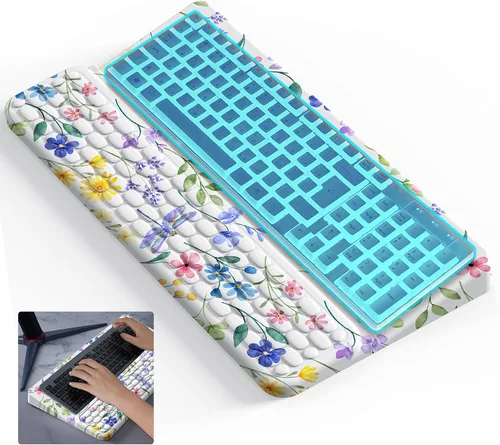 Vista 10 de Soporte de teclado para escritorio, reposamuñecas para teclados, soporte ergonómico para teclados para trabajar fácilmente, almohadilla de muñeca