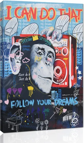 Vista 30 de Arte de pared de graffiti colorido póster impreso en lienzo creativo y moderno, pintura de graffiti de niña nunca te rindas, imágenes inspiradoras