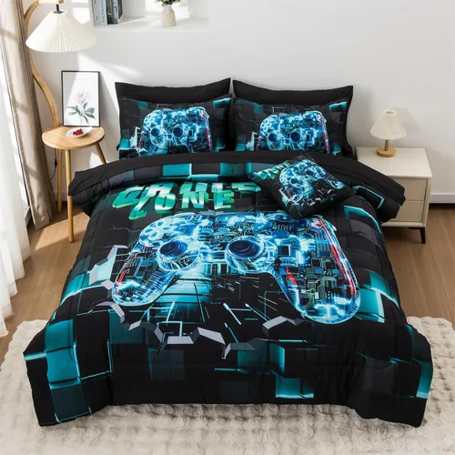 Vista 25 de Aimuan Gamer Gaming Juegos de Ropa de Cama Juegos de Edredón 3D Gamepad para Niños Consola de Juegos Botones de Acción Novedoso Controlador de Juego