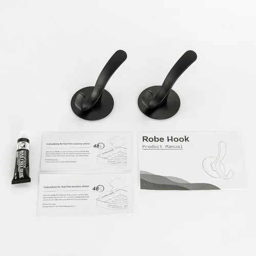 Vista 7 de Paquete de 2 ganchos adhesivos para toallas, color negro mate 304, ganchos para toallas de mano de acero inoxidable para baño, cocina, montaje